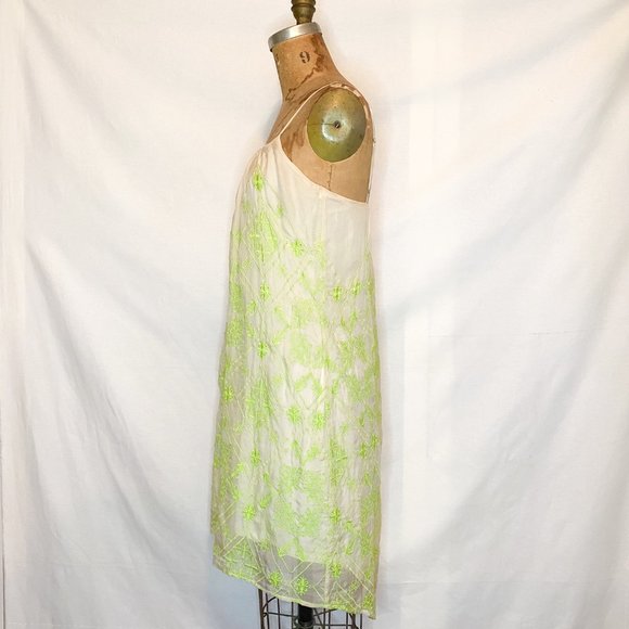 Cynthia Vincent Neon Embroidered Silk Mini Dress - Picture 4 of 9